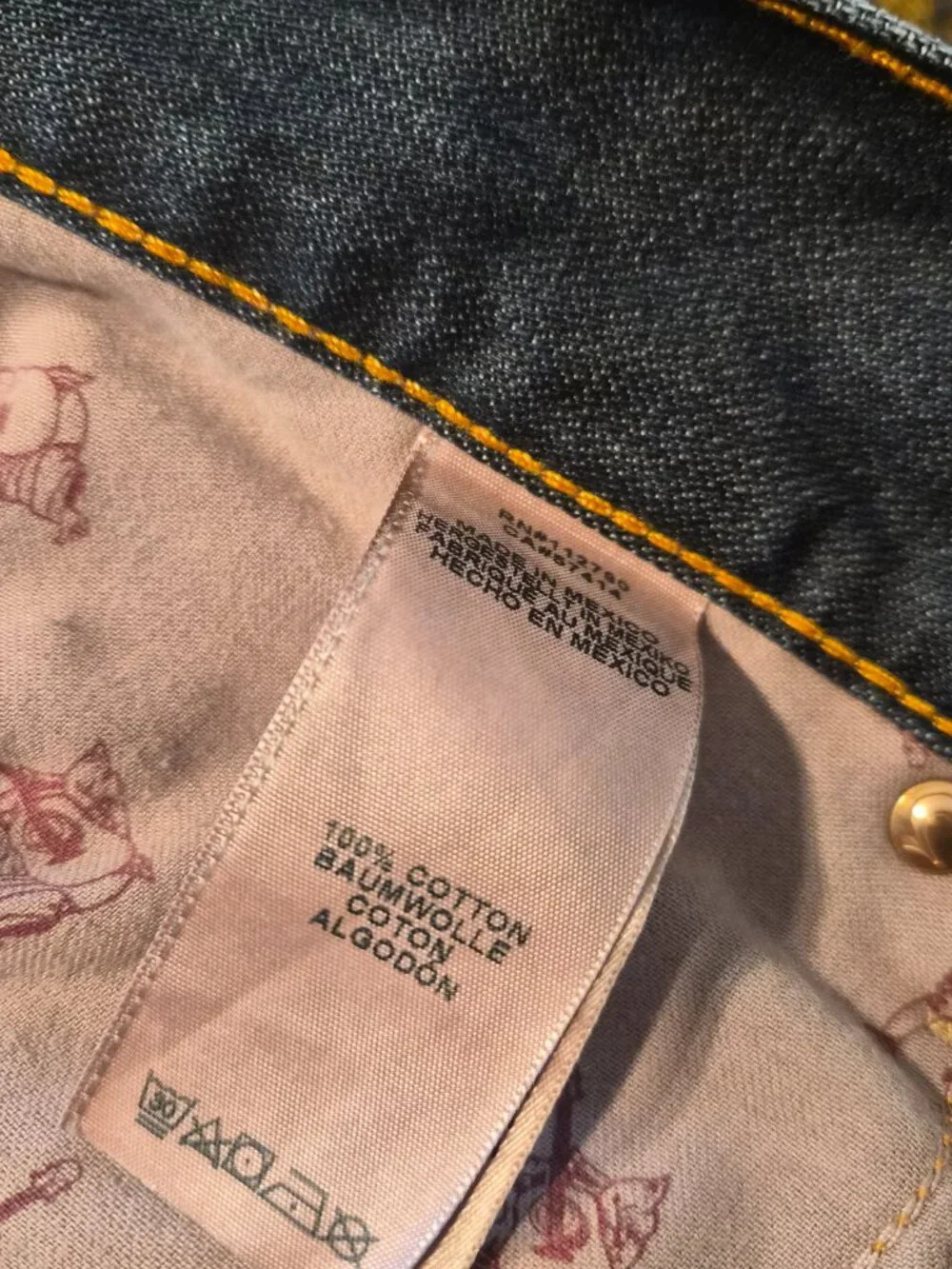 True Religion Mens Jeans Straight  Flap Size 38 X 36 Distressed Braid G678